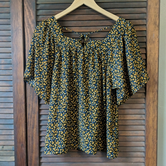 Knox Rose Tops - Knox Rose Floral Boho Square Neck Peasant Top
